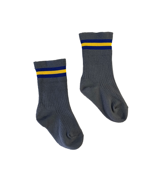 Grey Crew socks (Blue/Yellow)