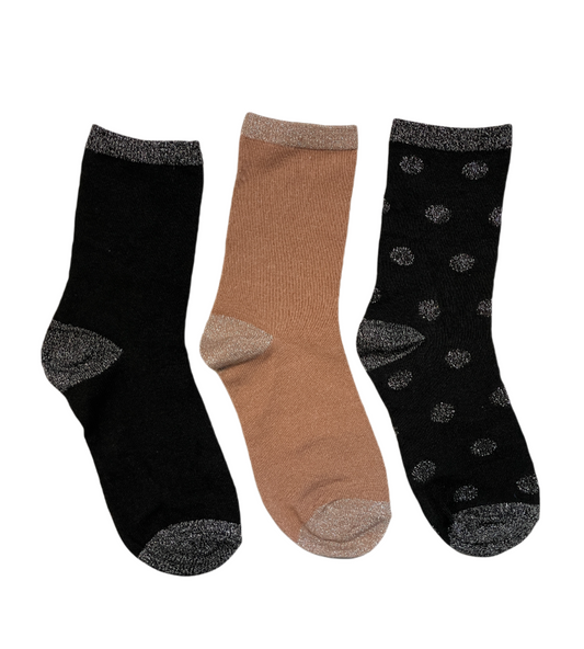 3 PACK Lurex Crew Socks